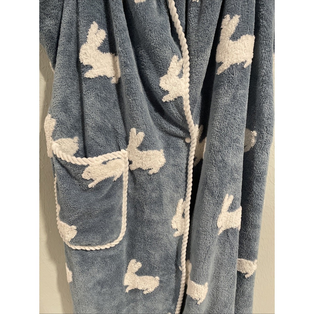 Super Soft Bunny Rabbit Fleece Bath Robe After Shower Sleeveless Snap Closure OS - Picture 3 of 5